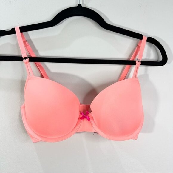 VICTORIA'S Secret Dream Angels Uplift Demi underwire push up coral bra 32D - Picture 1 of 8